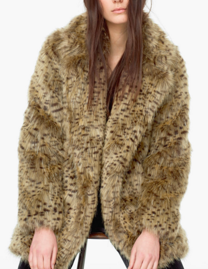 CLub Monaco leopard faux fur coat