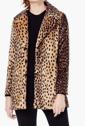 Club Monaco Leopard faux fur coat