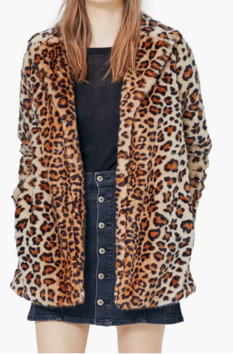 CLub Monaco leopard faux fur jacket