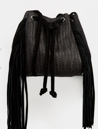 ASOS Woven Fringed Leather Duffle Bag