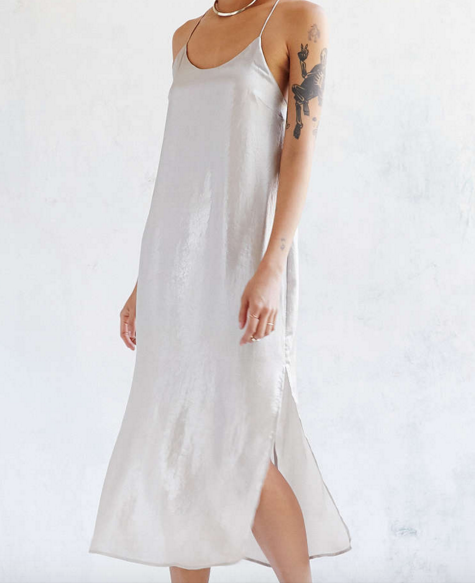 Silence + Noise Sadie Satin Midi Slip Dress