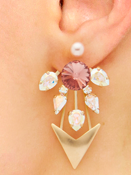Elizabeth Cole Asymmetrical Stone Earrings