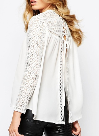 Goldie Fiona Lace Insert Blouse With Lace up Back Detail