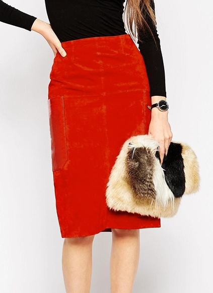 Asos midi suede skirt