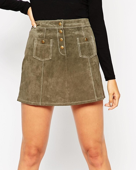 ASOS TALL A-Line Suede Mini Skirt
