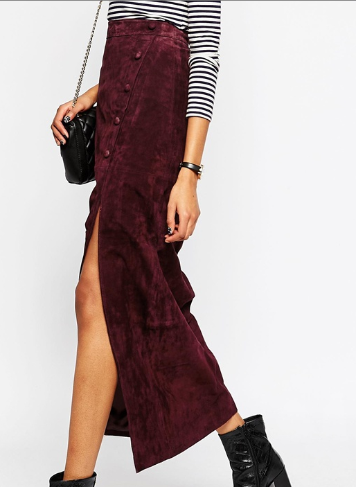 Asos maxi suede skirt