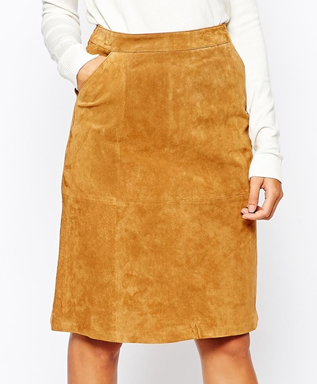 Warehouse suede midi skirt