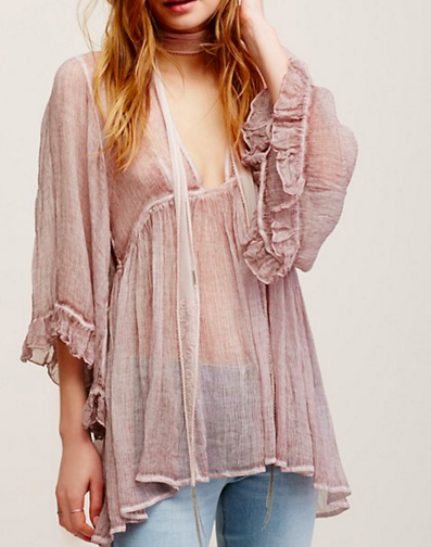 Fp ruffled sheer tunic