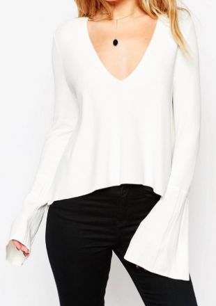 ASOS Sweater with Deep V and Flared Sleeve