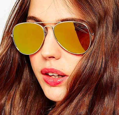 ASOS Gold Aviator With Flat Lens