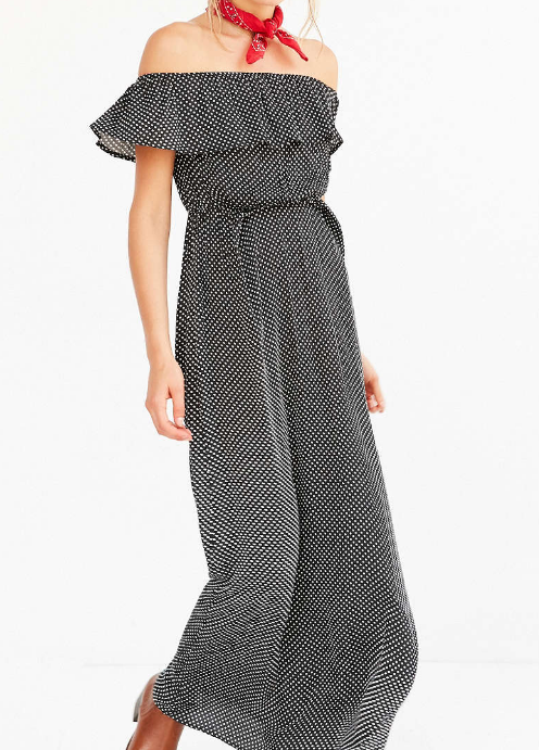 Cooperative Polka Dot Off-The-Shoulder Maxi Dress