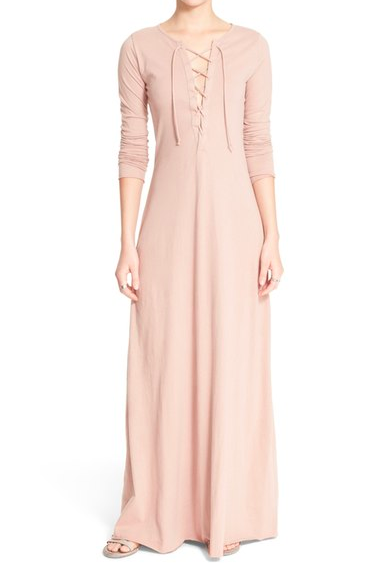 Free People 'Psychomagic' Lace-Up Knit Maxi Dress