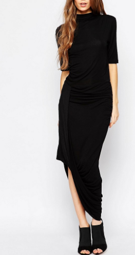 Selected Drape Maxi Dress in Black