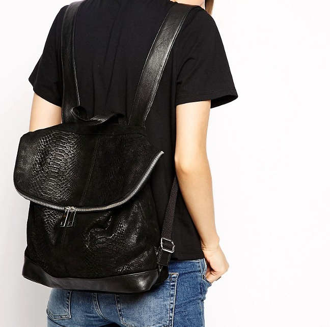 ASOS Leather Embossed Backpack