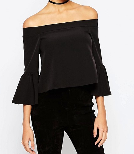 ASOS Off The Shoulder Top With Ruffle Sleeve