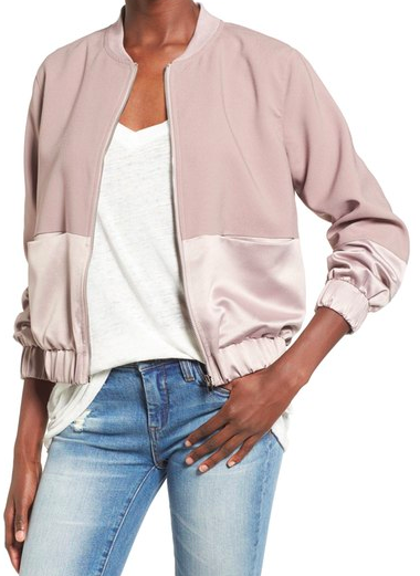 MISSGUIDED Satin & Faux Suede Bomber Jacket