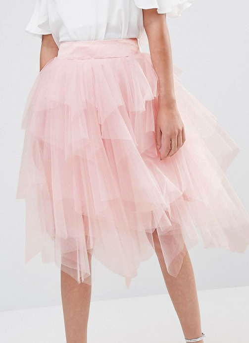 Chi Chi London Tulle Midi Skirt in Layers