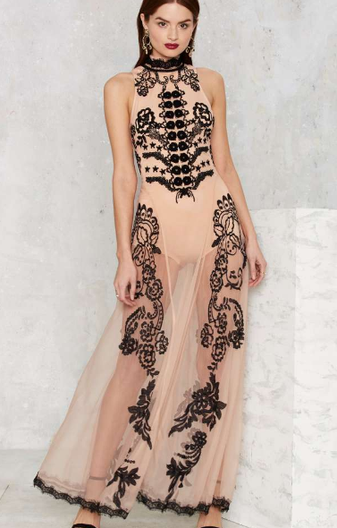 Nasty Gal Say My Name Embroidered Maxi Dress