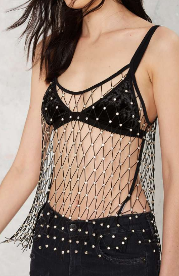 Nasty Gal Rhinestone to Pick Net Tank