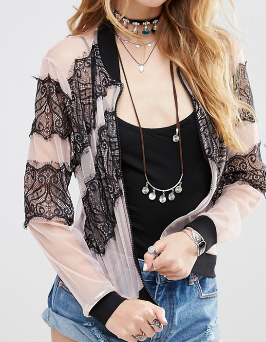 ASOS Bomber Jacket in Lace and Mesh