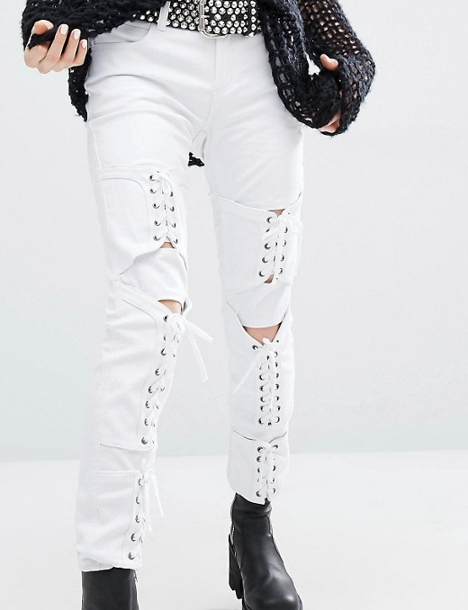Tripp NYC Low Rise Skinny Jeans With Boho Lace Front