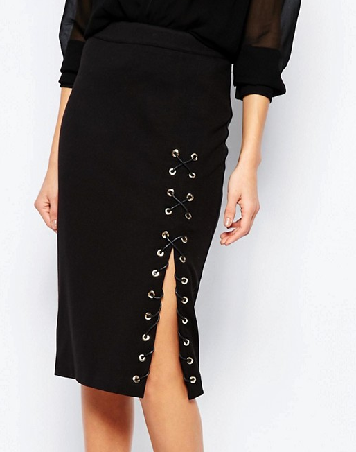 River Island Lace Up Side Sexy Pencil Skirt