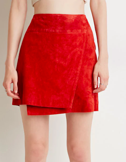 Contemporary Genuine Suede Origami Skirt