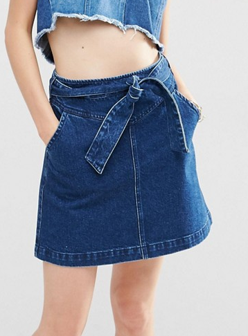 ASOS Denim Mini Skirt with Self Fabric Bow