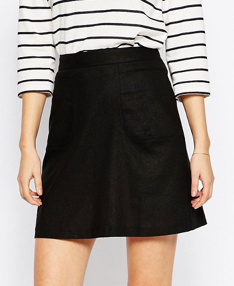 ASOS A-Line Linen Skirt with Pocket Detail