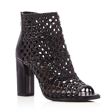 Donald J Pliner Kasper Patent Woven Peep Toe Booties