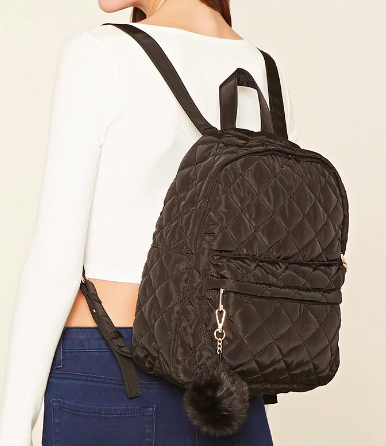 Firever 21 Quilted Pom Pom Backpack