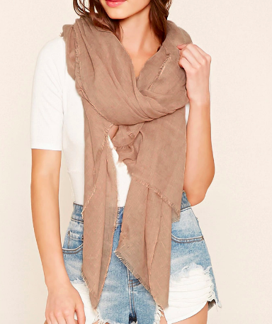 Forever 21 Frayed Trim Oblong Scarf