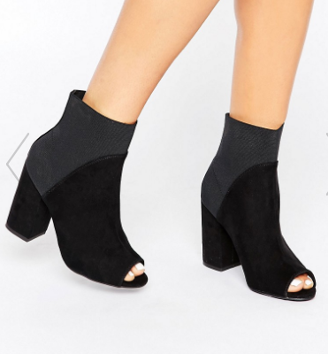 New Look Suede Peep Toe Ankle Sock Boot