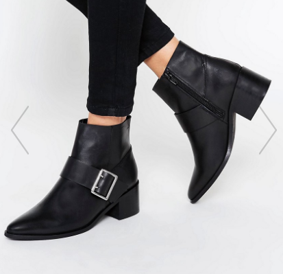 ASOS RALLY Leather Buckle Ankle Boots