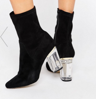 Public Desire Ema Black Clear Heeled Ankle Boots