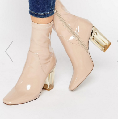 Public Desire Beige Clear Heel Ankle Boots