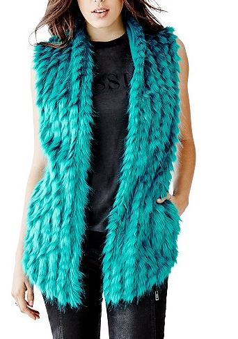 Guess SLEEVELESS MIXED-FAUX-FUR VEST