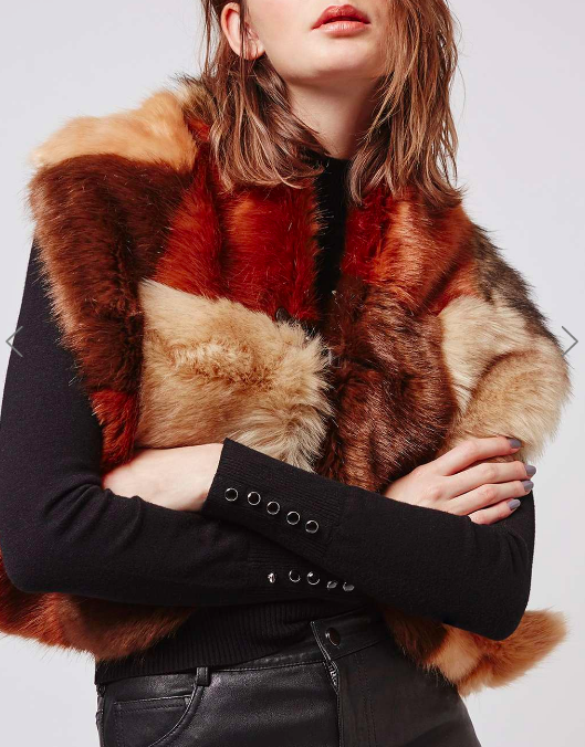 Topshop Patchwork Faux Fur Cape