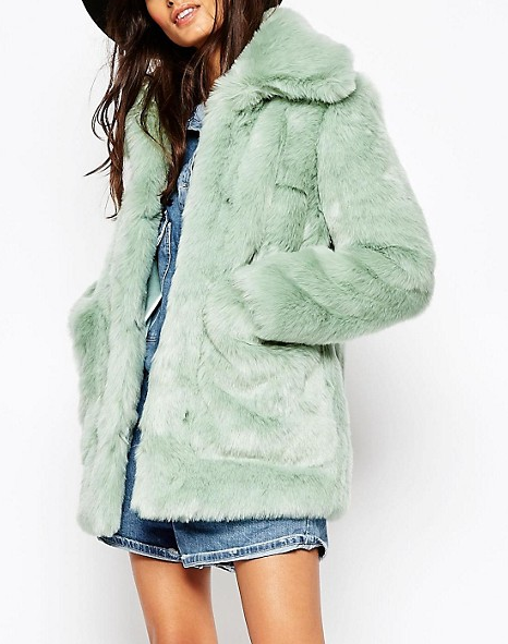 ASOS Coat in Pastel Faux Fur