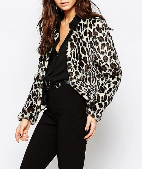 Helene Berman Leopard Chubby Faux Fur Coat