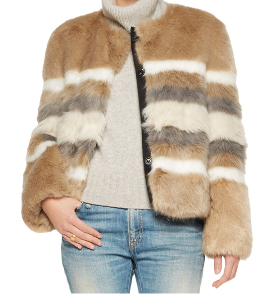 AINEA Striped faux fur coat