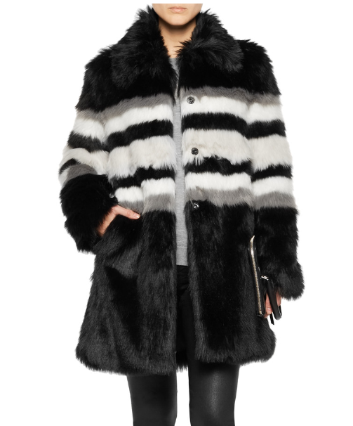 AINEA Striped faux fur coat