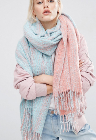 ASOS Oversized Long Woven Scarf In Color Block Boucle