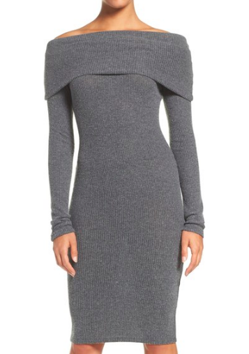 NSR Off the Shoulder Body-Con Sweater Dress