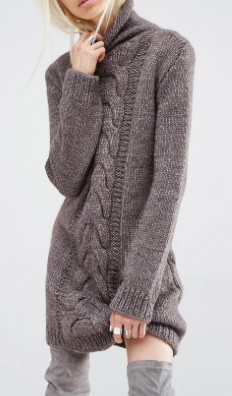 Oneon Hand Woven Sweater Dress with Cable Detail