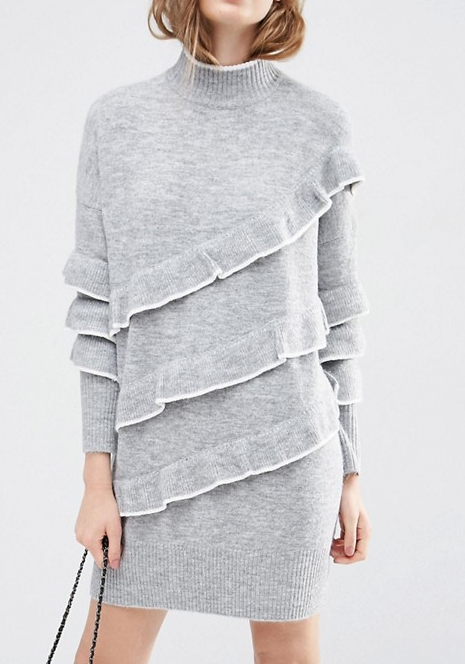 ASOS Sweater Dress with Ruffles