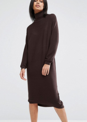 ASOS Knit Midi Dress in Recycled Yarn With High Neck