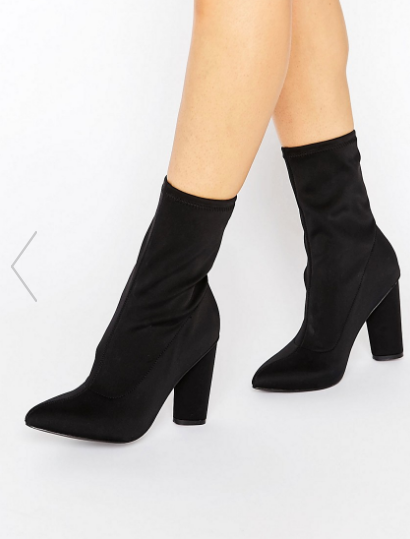 Missguided Pointed Toe Neoprene Heeled Ankle Boot