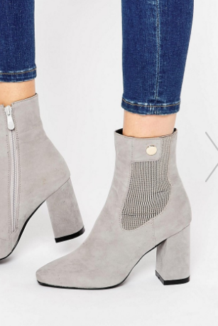 Public Desire Trisha Gray Gold Detail Ankle Boot