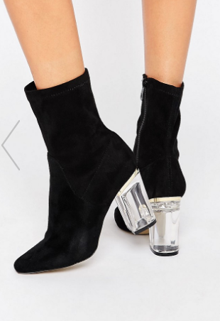 Public Desire Ema Black Clear Heeled Ankle Boots